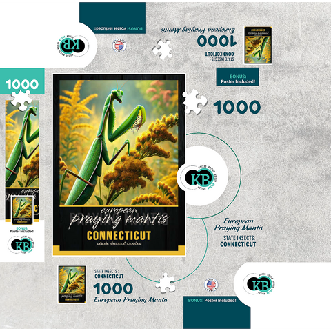 Connecticut, European Praying Mantis: State Insects Series 1000 Jigsaw Puzzle box 3D Modell