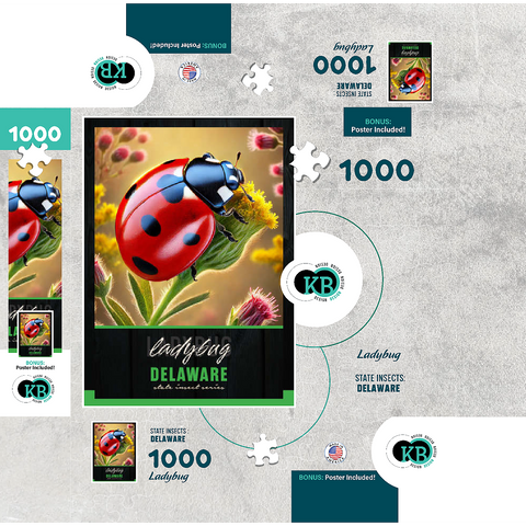 Delaware, Ladybug: State Insects Series 1000 Jigsaw Puzzle box 3D Modell