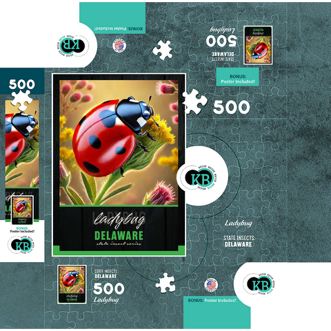 Delaware, Ladybug: State Insects Series 500 Jigsaw Puzzle box 3D Modell