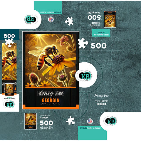 Georgia, Honey Bee: State Insects Series 500 Jigsaw Puzzle box 3D Modell