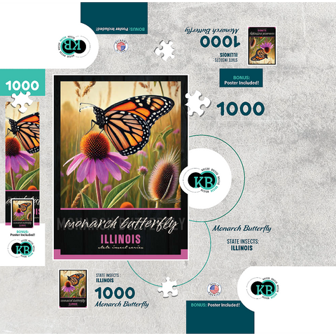 Illinois, Monarch Butterfly: State Insects Series 1000 Jigsaw Puzzle box 3D Modell