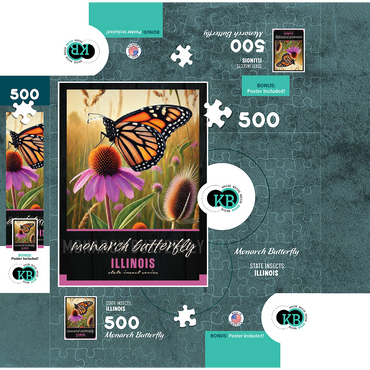 Illinois, Monarch Butterfly: State Insects Series 500 Jigsaw Puzzle box 3D Modell