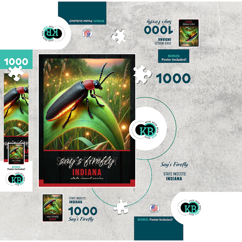 Indiana, Say's Firefly: State Insects Series 1000 Jigsaw Puzzle box 3D Modell