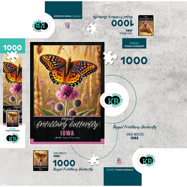 Iowa, Regal Fritillary Butterfly: State Insects Series 1000 Jigsaw Puzzle box 3D Modell