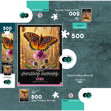 Iowa, Regal Fritillary Butterfly: State Insects Series 500 Jigsaw Puzzle box 3D Modell