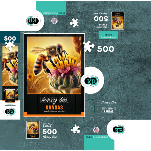 Kansas, Honey Bee: State Insects Series 500 Jigsaw Puzzle box 3D Modell