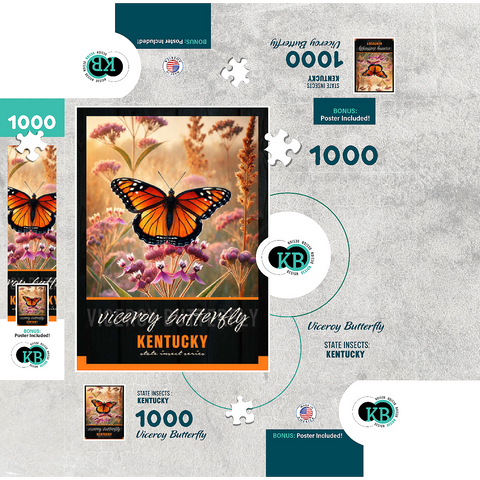 Kentucky Viceroy Butterfly: State Insects Series 1000 Jigsaw Puzzle box 3D Modell
