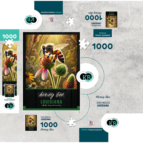 Louisiana, Honey Bee: State Insects Series 1000 Jigsaw Puzzle box 3D Modell