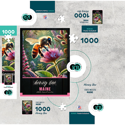 Maine, Honey Bee: State Insects Series 1000 Jigsaw Puzzle box 3D Modell