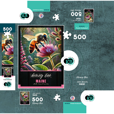 Maine, Honey Bee: State Insects Series 500 Jigsaw Puzzle box 3D Modell