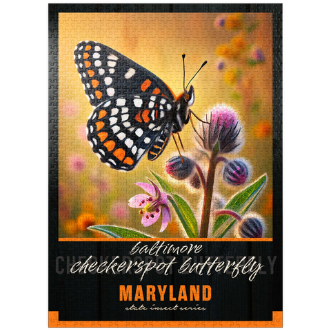 puzzleplate Maryland, Baltimore Checkerspot Butterfly: State Insects Series 1000 Jigsaw Puzzle