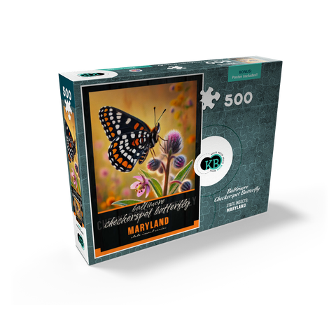 Maryland, Baltimore Checkerspot Butterfly: State Insects Series 500 Jigsaw Puzzle box view2
