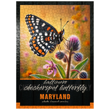 puzzleplate Maryland, Baltimore Checkerspot Butterfly: State Insects Series 500 Jigsaw Puzzle