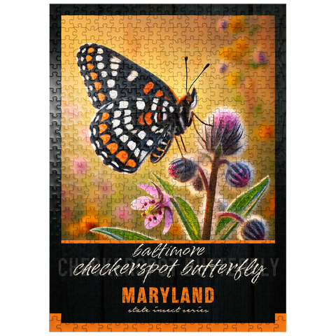 puzzleplate Maryland, Baltimore Checkerspot Butterfly: State Insects Series 500 Jigsaw Puzzle