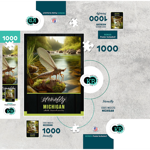 Michigan, Stonefly: State Insects Series 1000 Jigsaw Puzzle box 3D Modell