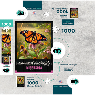 Minnesota, Monarch Butterfly: State Insects Series 1000 Jigsaw Puzzle box 3D Modell