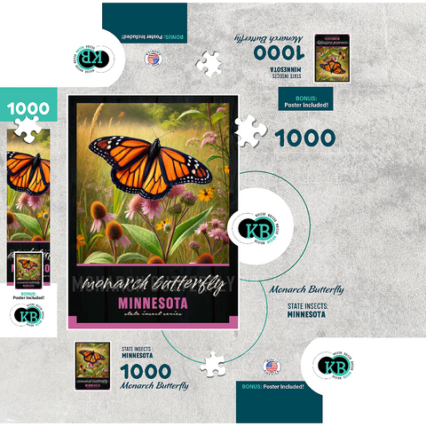 Minnesota, Monarch Butterfly: State Insects Series 1000 Jigsaw Puzzle box 3D Modell