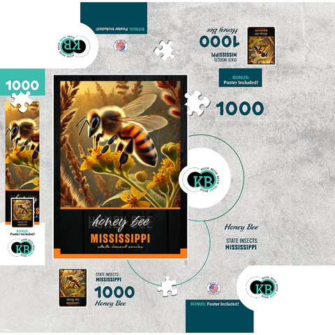 Mississippi, Honey Bee: State Insects Series 1000 Jigsaw Puzzle box 3D Modell