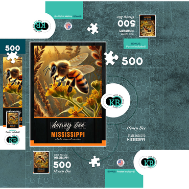 Mississippi, Honey Bee: State Insects Series 500 Jigsaw Puzzle box 3D Modell