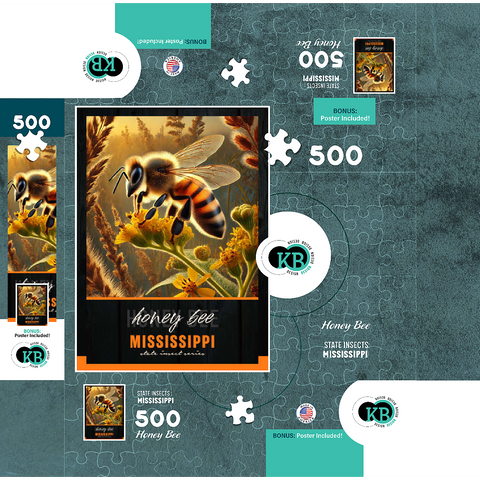 Mississippi, Honey Bee: State Insects Series 500 Jigsaw Puzzle box 3D Modell