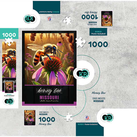 Missouri, Honey Bee: State Insects Series 1000 Jigsaw Puzzle box 3D Modell