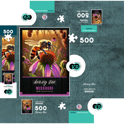 Missouri, Honey Bee: State Insects Series 500 Jigsaw Puzzle box 3D Modell