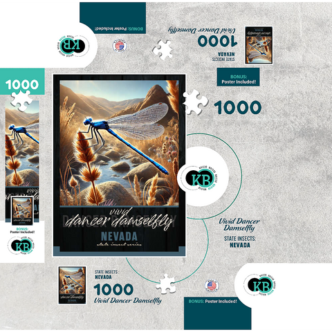Nevada, Vivid Dancer Damselfly: State Insects Series 1000 Jigsaw Puzzle box 3D Modell