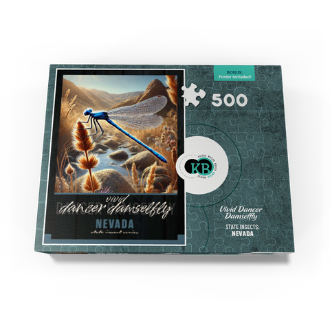 Nevada, Vivid Dancer Damselfly: State Insects Series 500 Jigsaw Puzzle box view3