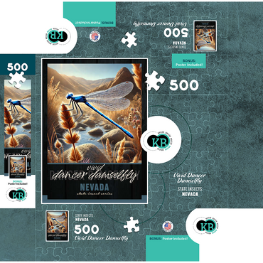 Nevada, Vivid Dancer Damselfly: State Insects Series 500 Jigsaw Puzzle box 3D Modell