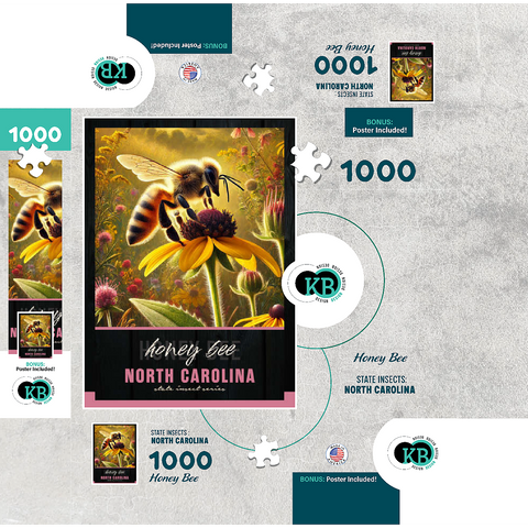 North Carolina, Honey Bee: State Insects Series 1000 Jigsaw Puzzle box 3D Modell