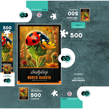 North Dakota, Ladybug: State Insects Series 500 Jigsaw Puzzle box 3D Modell