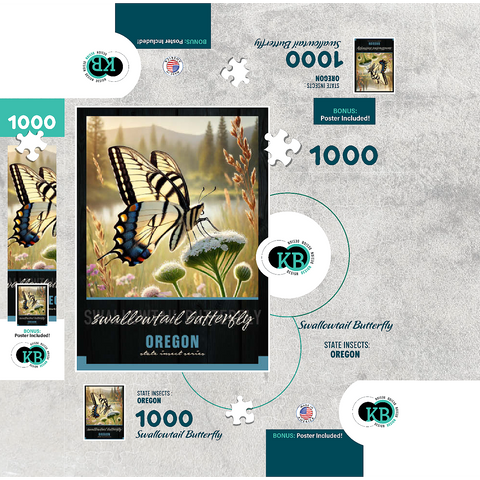 Oregon, Swallowtail Butterfly: State Insects Series 1000 Jigsaw Puzzle box 3D Modell