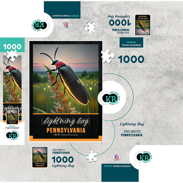 Pennsylvania, Lightning Bug: State Insects Series 1000 Jigsaw Puzzle box 3D Modell
