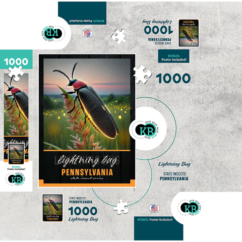 Pennsylvania, Lightning Bug: State Insects Series 1000 Jigsaw Puzzle box 3D Modell
