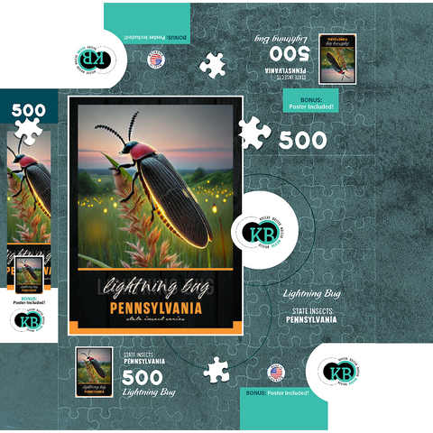 Pennsylvania, Lightning Bug: State Insects Series 500 Jigsaw Puzzle box 3D Modell