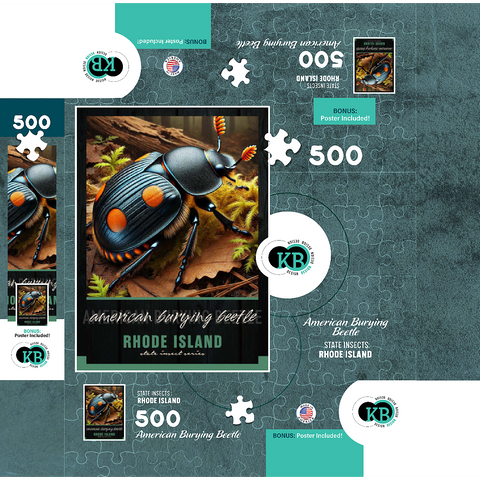 Rhode Island, American Burying Beetle: State Insects Series 500 Jigsaw Puzzle box 3D Modell