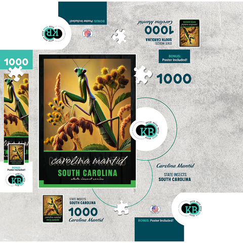 South Carolina, Carolina Mantid: State Insects Series 1000 Jigsaw Puzzle box 3D Modell