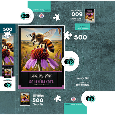 South Dakota, Honey Bee: State Insects Series 500 Jigsaw Puzzle box 3D Modell