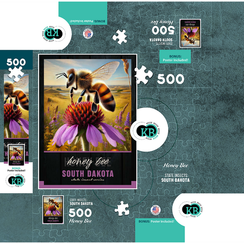 South Dakota, Honey Bee: State Insects Series 500 Jigsaw Puzzle box 3D Modell