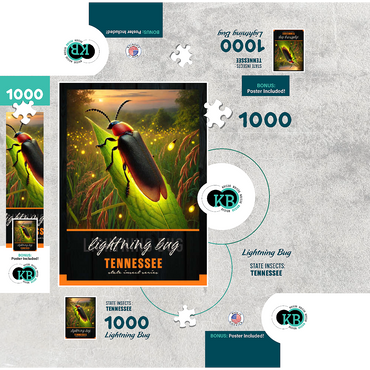 Tennessee, Lightning Bug: State Insects Series 1000 Jigsaw Puzzle box 3D Modell