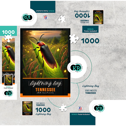 Tennessee, Lightning Bug: State Insects Series 1000 Jigsaw Puzzle box 3D Modell