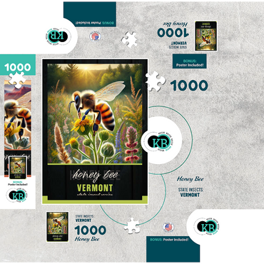 Vermont, Honey Bee: State Insects Series 1000 Jigsaw Puzzle box 3D Modell