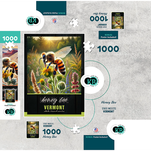 Vermont, Honey Bee: State Insects Series 1000 Jigsaw Puzzle box 3D Modell