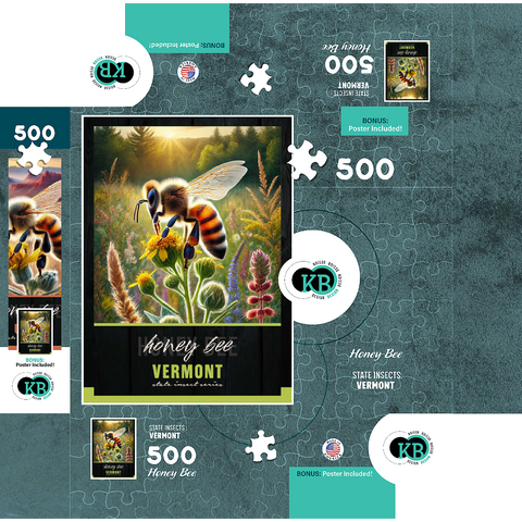 Vermont, Honey Bee: State Insects Series 500 Jigsaw Puzzle box 3D Modell