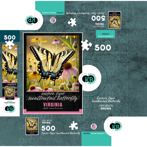 Virginia, Eastern Tiger Swallowtail Butterfly: State Insects Series 500 Jigsaw Puzzle box 3D Modell