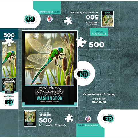 Washington, Green Darner Dragonfly: State Insects Series 500 Jigsaw Puzzle box 3D Modell