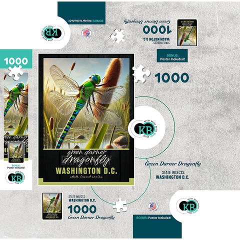 Washington D.C., Green Darner Dragonfly: State Insects Series 1000 Jigsaw Puzzle box 3D Modell