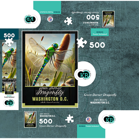 Washington D.C., Green Darner Dragonfly: State Insects Series 500 Jigsaw Puzzle box 3D Modell