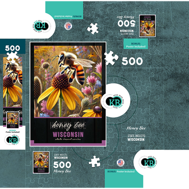 Wisconsin, Honey Bee: State Insects Series 500 Jigsaw Puzzle box 3D Modell