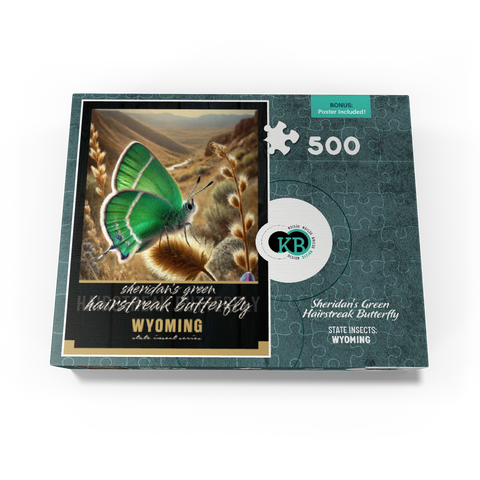 Wyoming, Sheridan's Green Hairstreak Butterfly: State Insects Series 500 Jigsaw Puzzle box view3